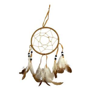 Handcrafted Dreamcatcher Feathers & Beads 4" Handmade Southwest Decor Authentic